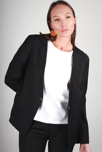 Veste de tailleur noire en laine froide - Jeanne