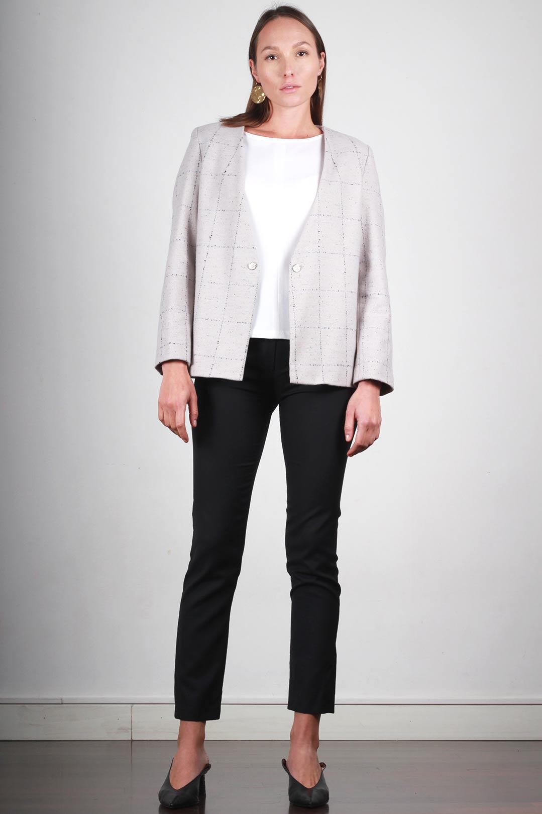 Veste grise à carreaux en laine - Jeanne 3