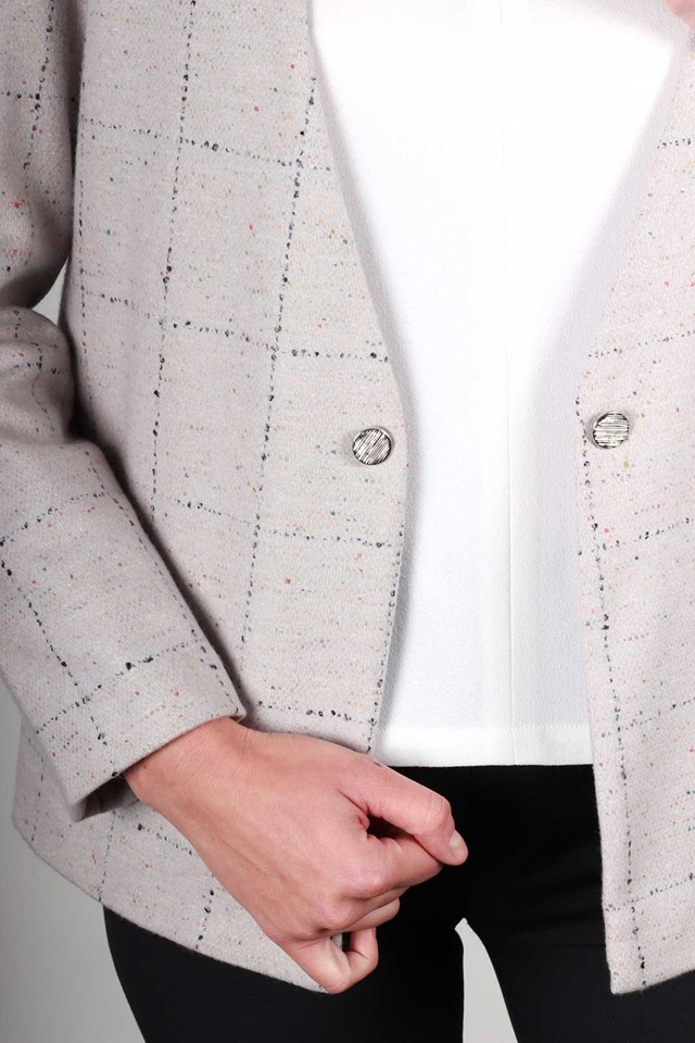 Veste grise à carreaux en laine - Jeanne 7