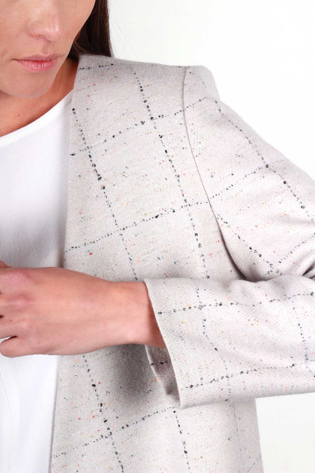 Veste grise à carreaux en laine - Jeanne 8