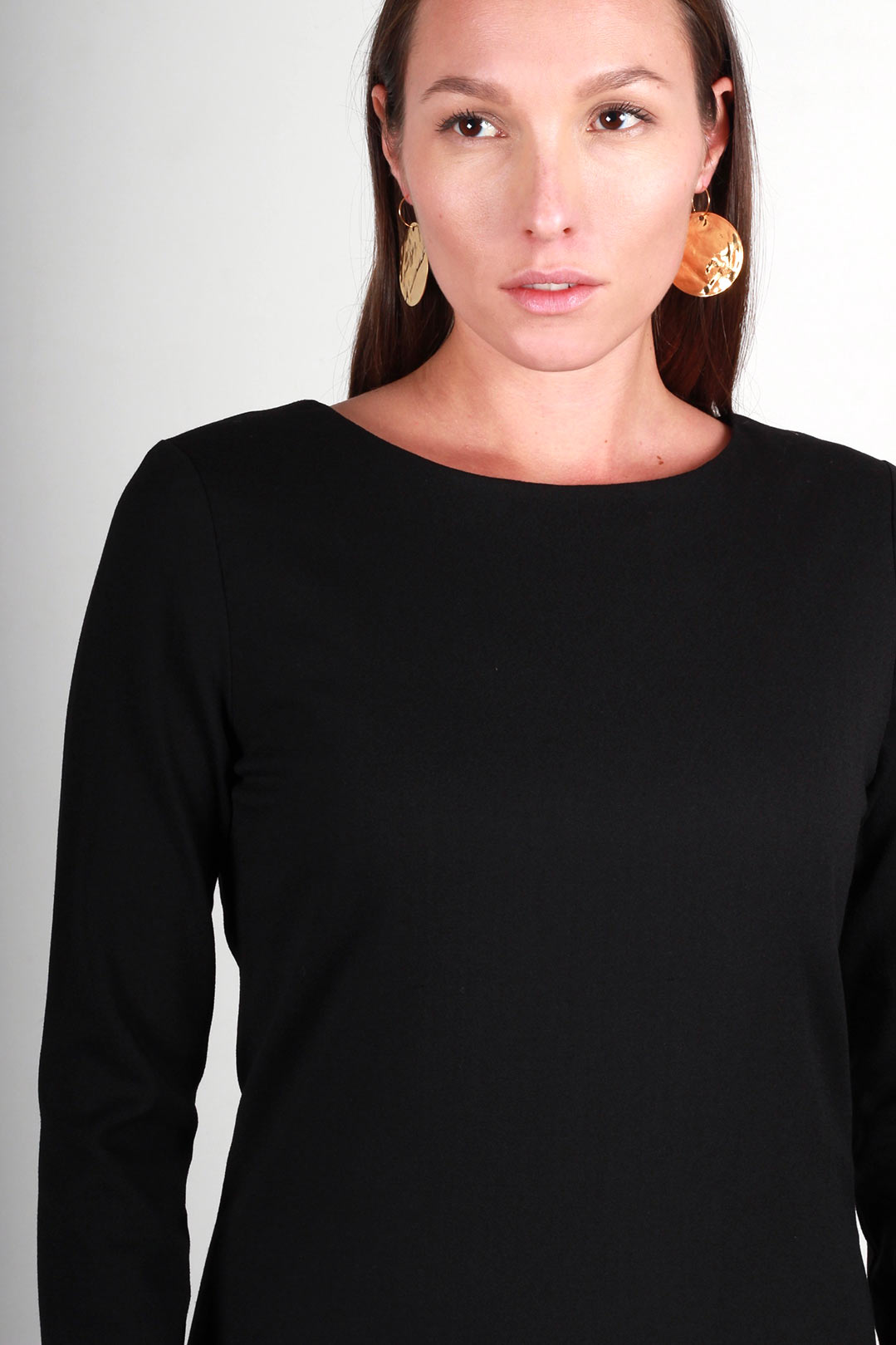 Robe noire manches longues en laine - Agathe 5