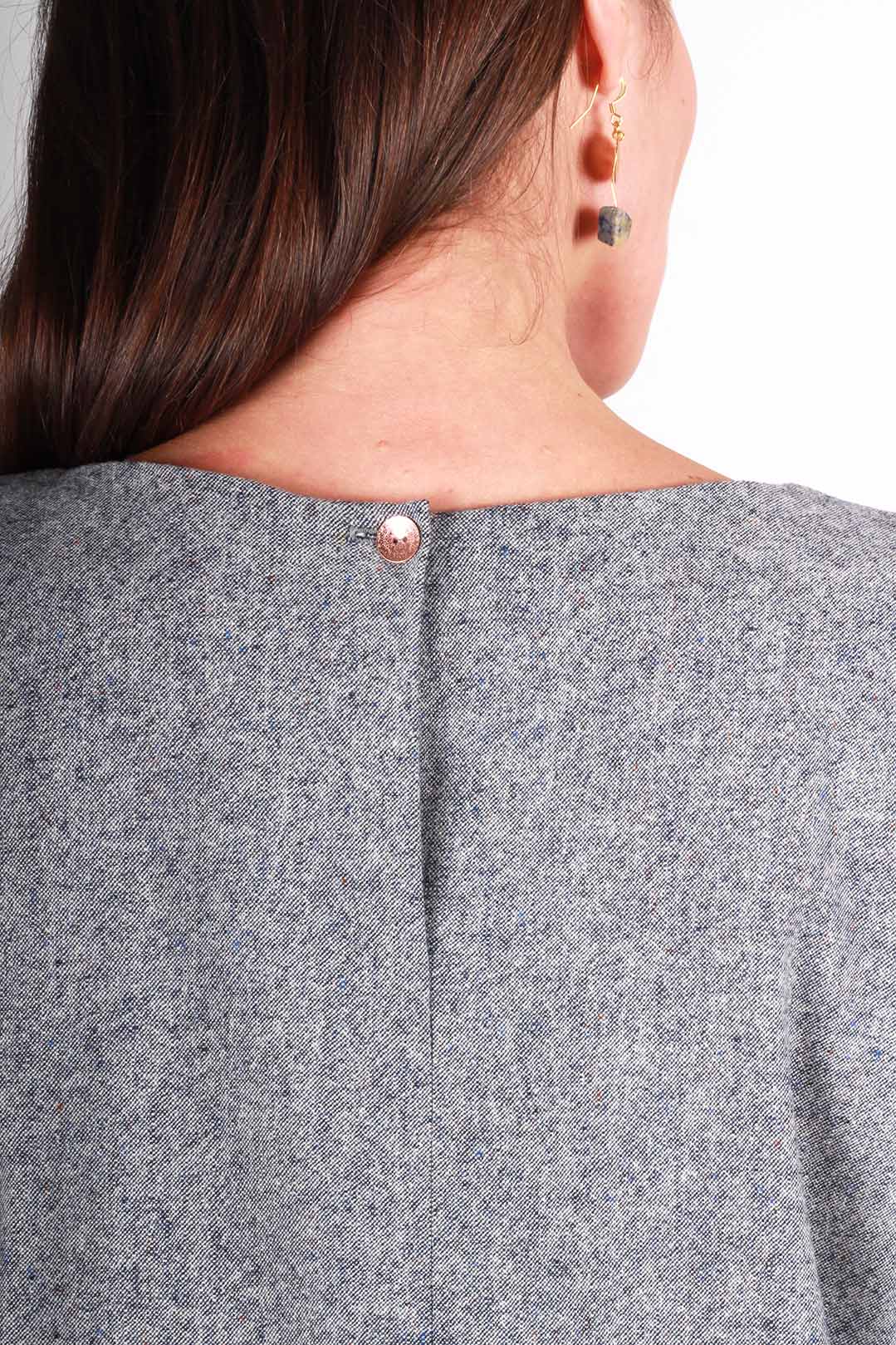 Robe droite grise en crêpe de laine - Carolyne 8