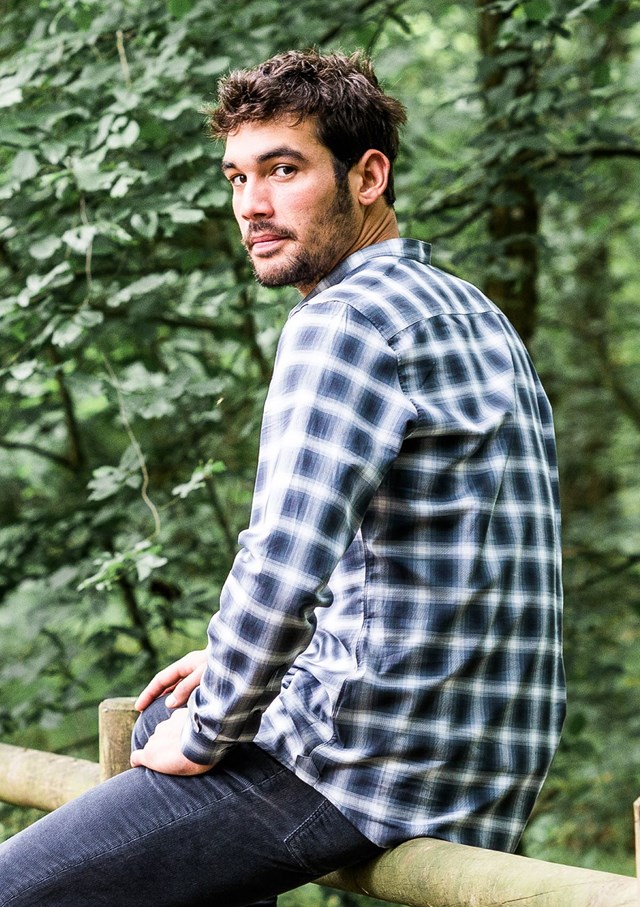 Chemise MONTLIMART - Col Mao - Carreaux gris 3