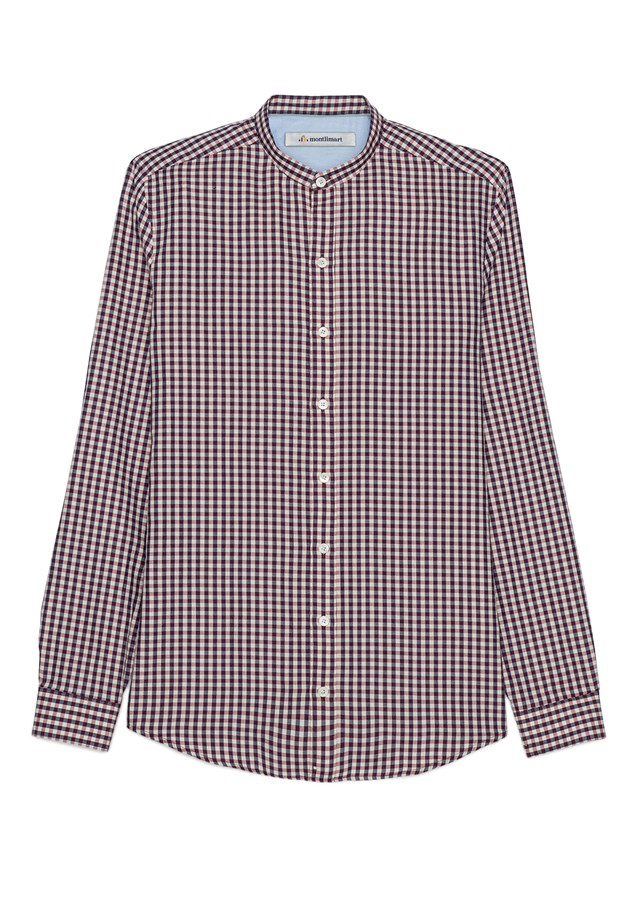 Chemise MONTLIMART - Col Mao - Carreaux myrtille 4