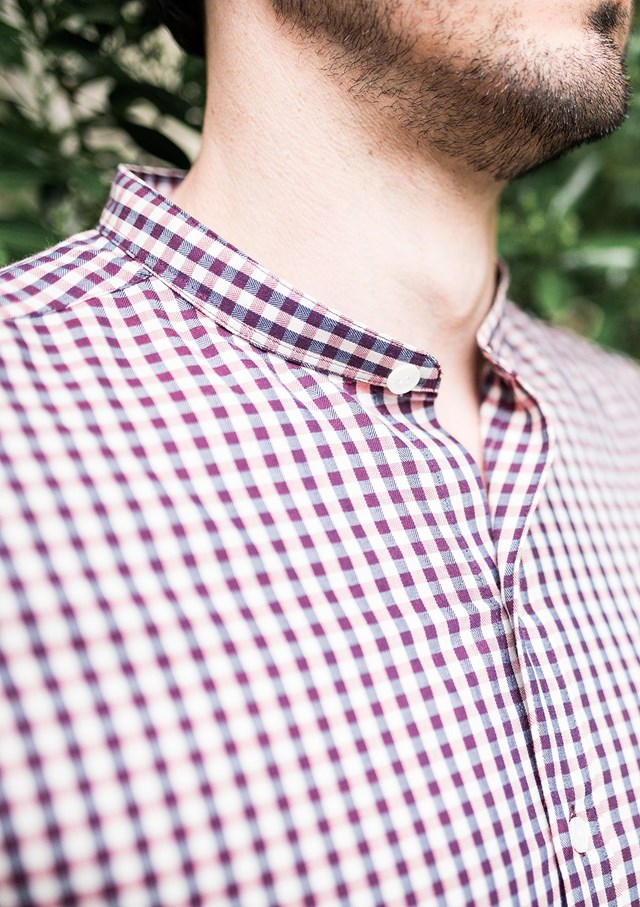 Chemise MONTLIMART - Col Mao - Carreaux myrtille 3