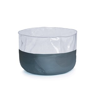 Dekorond : pouf rond transparent et toile de parapente grise à remplir soi-même