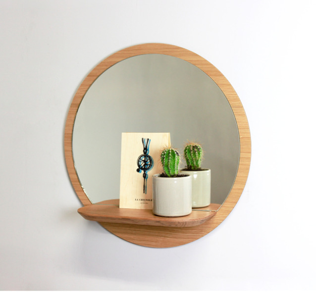 Miroir mural fabriqué en France à partir de bois issu de forêt gérée durablement