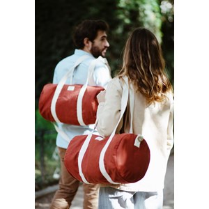 Sac polochon SIMON, avec bandoulière, rouge terracotta, coton bio