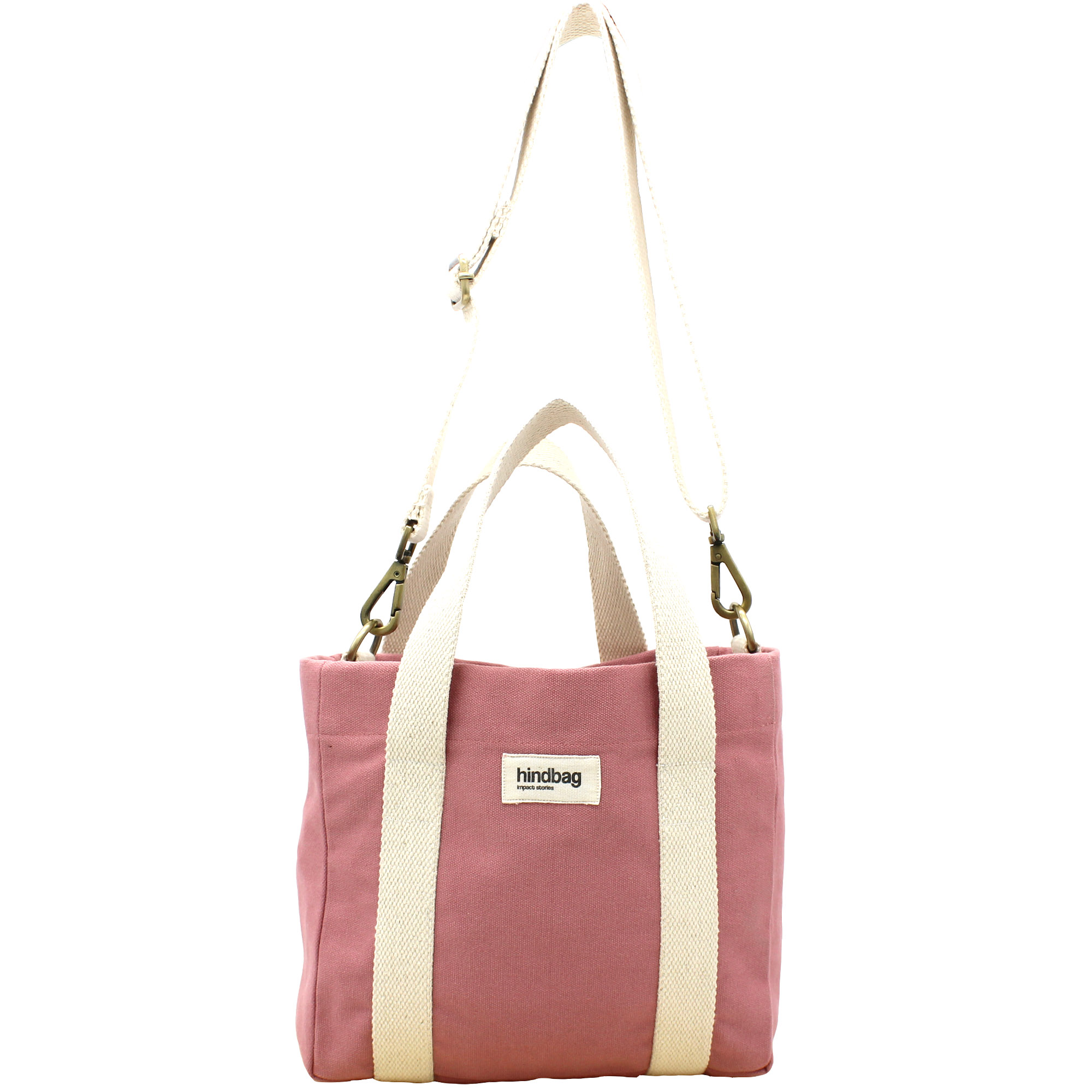 Sac à main cabas LOUISE, avec bandoulière, rose blush, coton bio 4