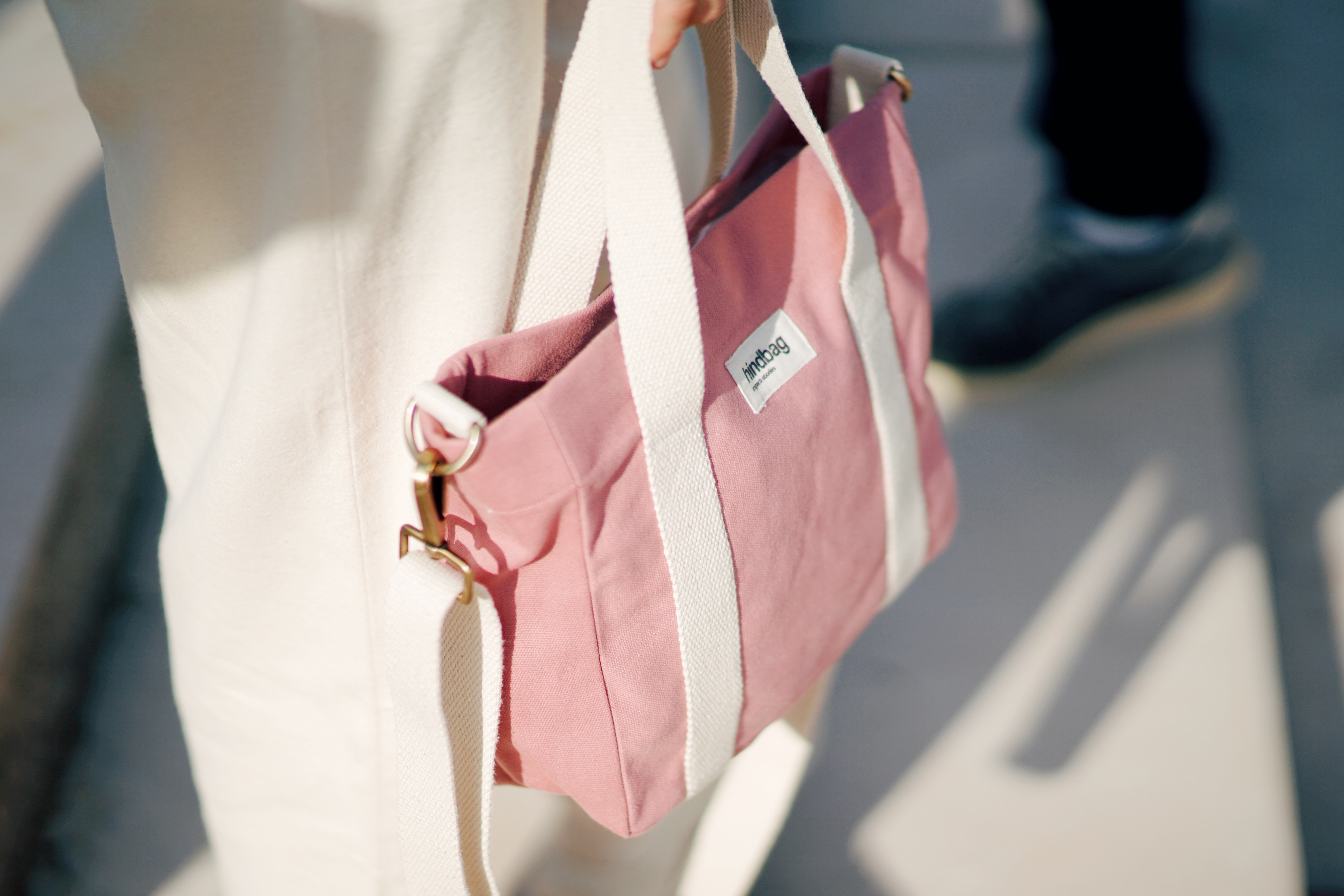 Sac à main cabas LOUISE, avec bandoulière, rose blush, coton bio 3