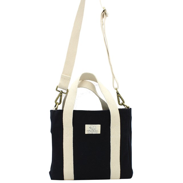 Sac à main cabas LOUISE, avec bandoulière, noir, coton bio 3