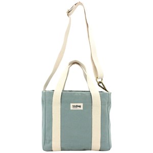 Sac à main cabas LOUISE, avec bandoulière, vert sauge, coton bio