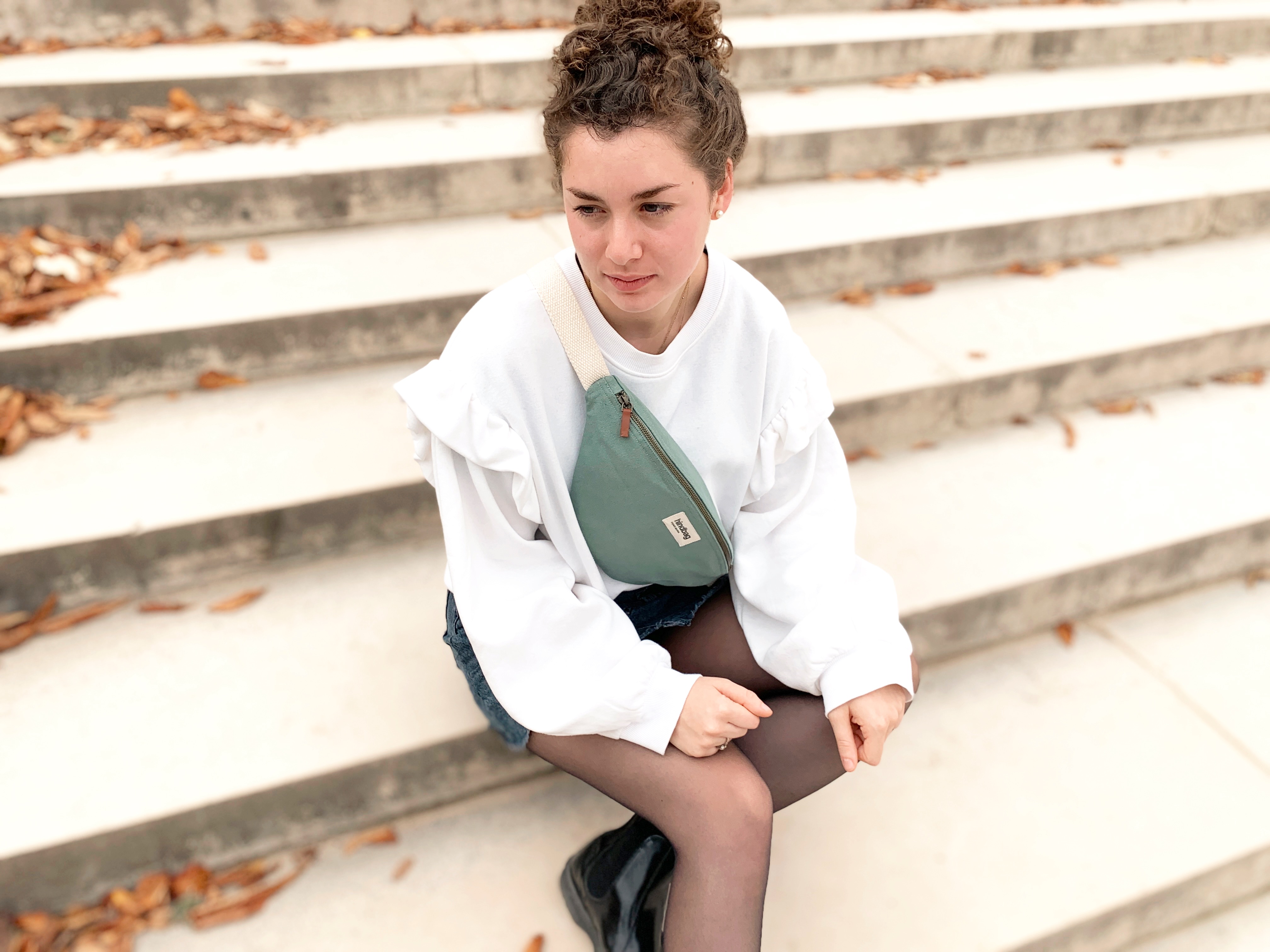 Sac banane OLIVIA, vert sauge, coton bio 2