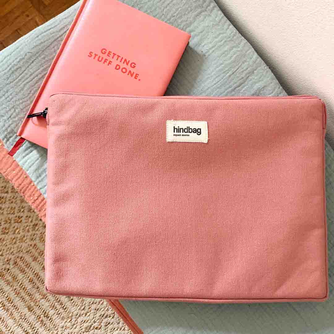 Housse d'ordinateur AVA, rose blush, coton bio 4