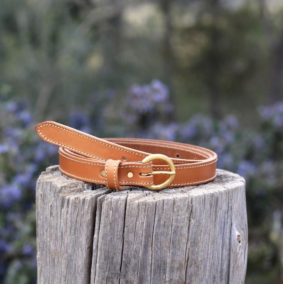 Ceinture boucle d or cuir camel JULES JENN Dream Act