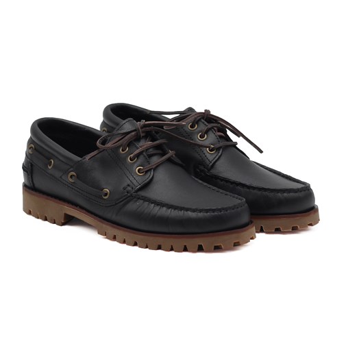 Chaussures bateau crampons cuir noir