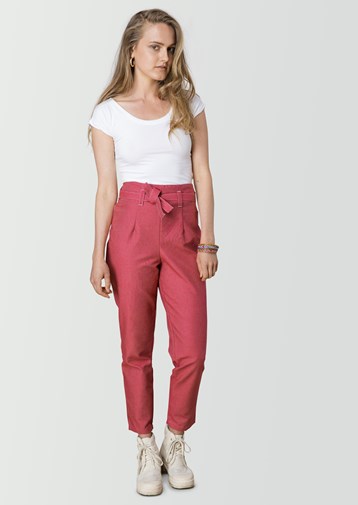 Pantalon taille haute rose