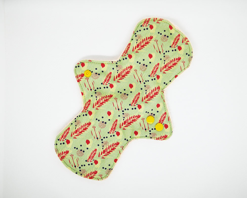 Serviette hygiénique lavable BIO verte