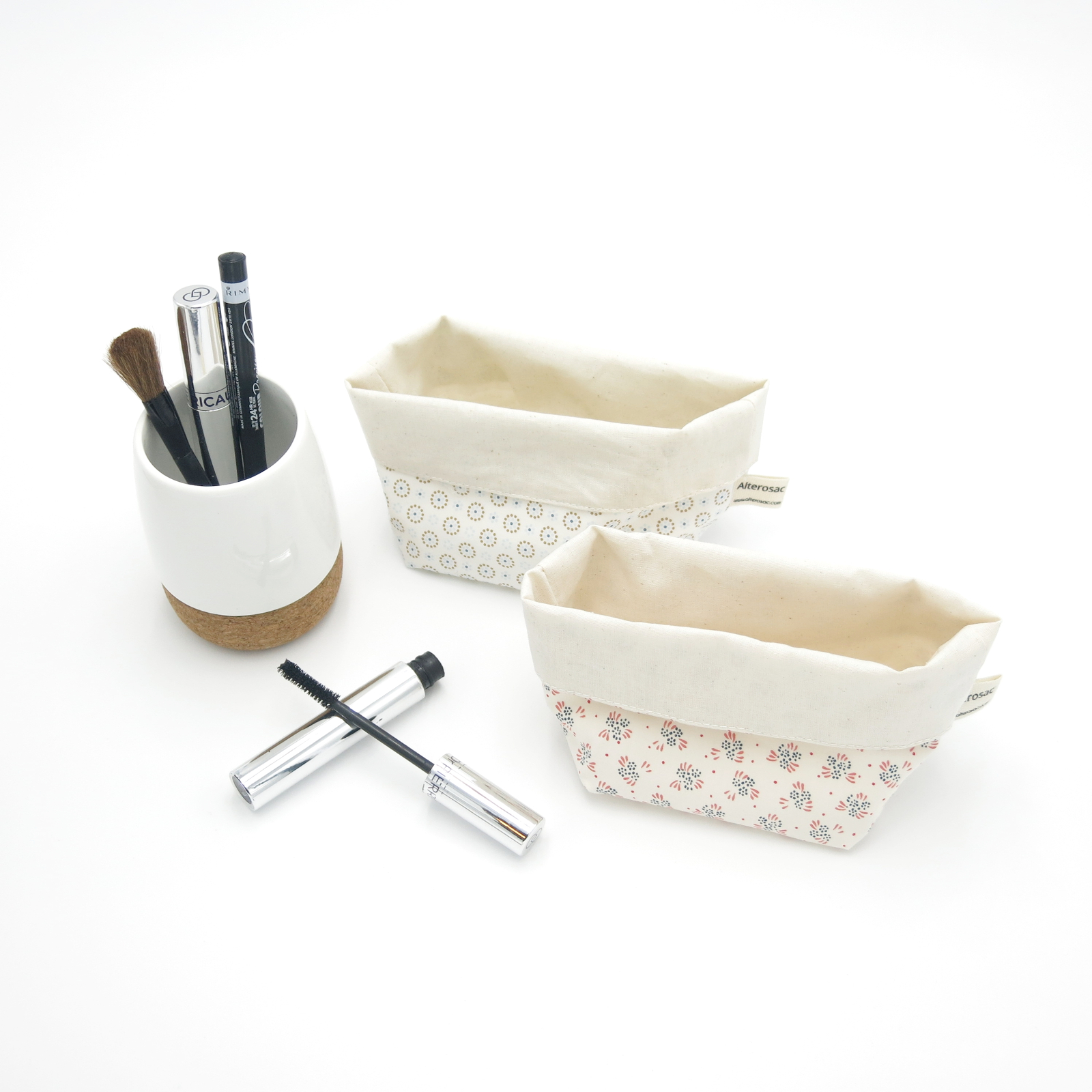 Panier de rangement réversible pour cotons démaquillants lavables 2