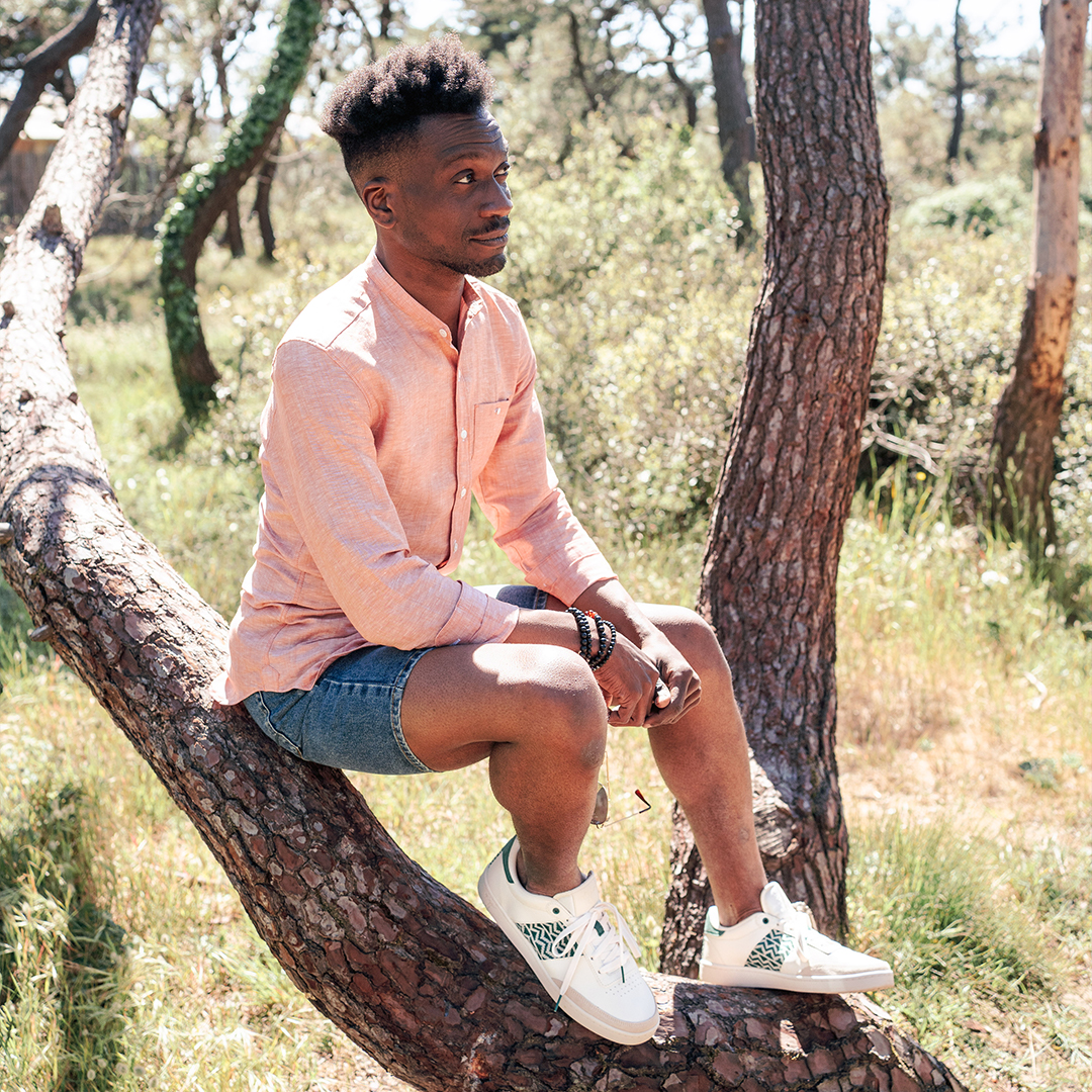 Basket rétro en cuir beige - N’go 2