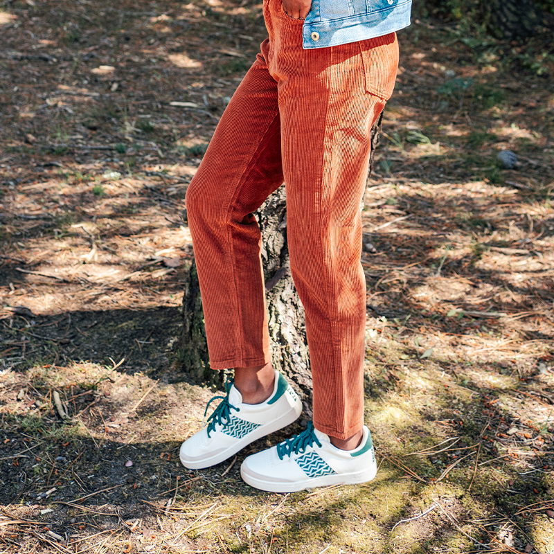 Basket rétro en cuir beige - N’go 5