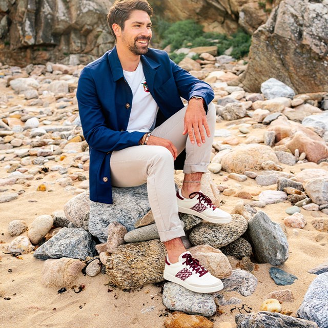 Basket rétro en cuir beige - N’go 8