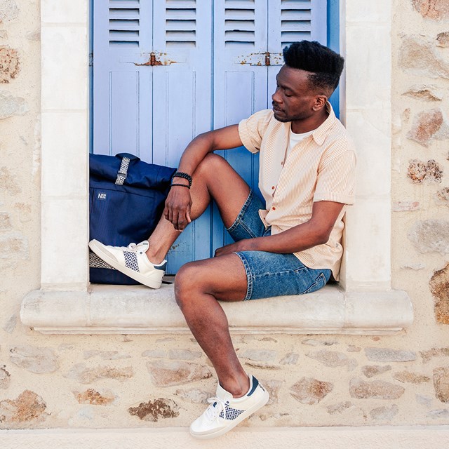 Basket rétro en cuir beige - N’go 2