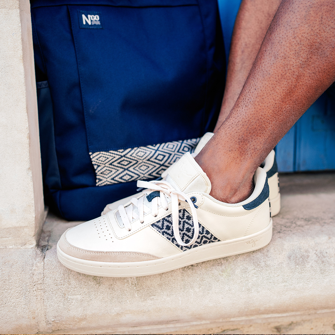 Basket rétro en cuir beige - N’go 3