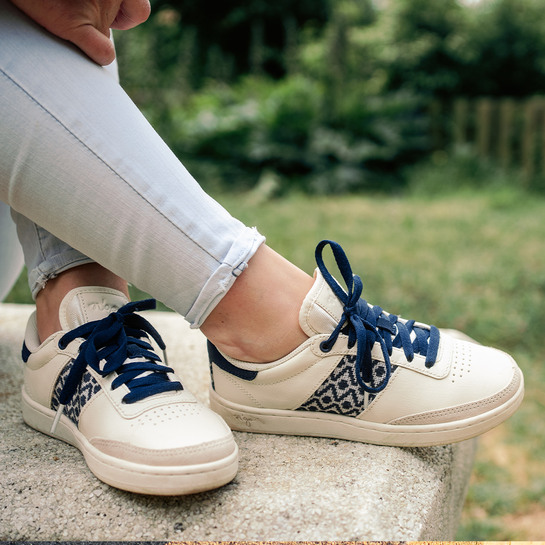 Basket rétro en cuir beige - N’go 5
