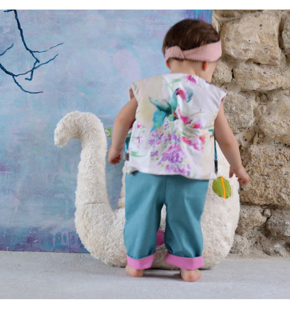 Gilet réversible et évolutif en coton bio - Berger doublure imprimée 2