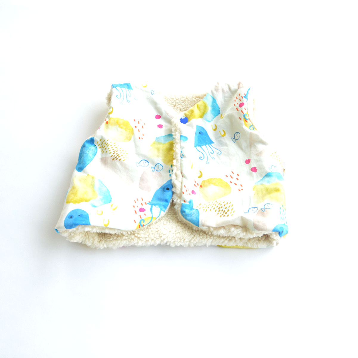 Gilet réversible et évolutif en coton bio - Berger doublure imprimée 13