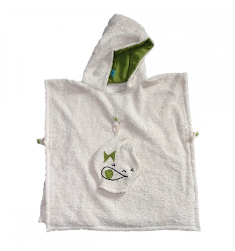 Poncho de bain et gant en coton bio - Vert (Joie)