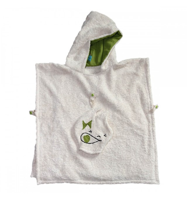 Poncho de bain et gant en coton bio - Vert (Joie) 2