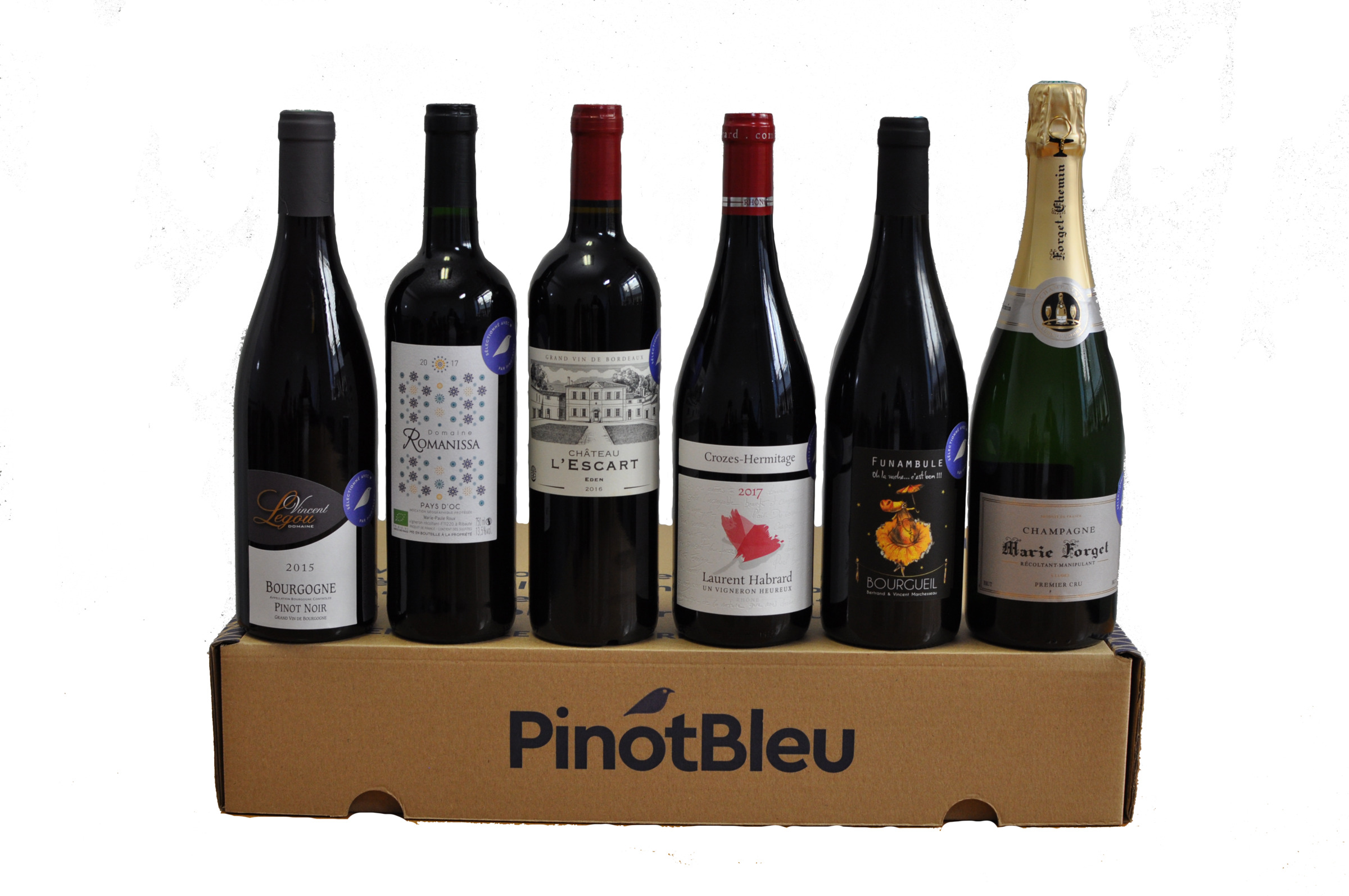 PinotBleu - Coffret de 6 vins - 5 rouges + 1 Champagne 2