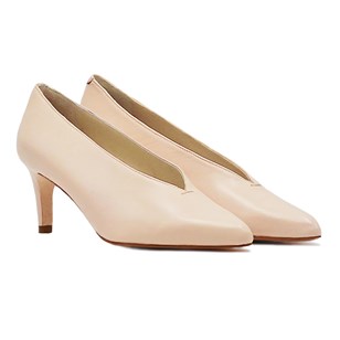 Escarpins décolleté V cuir rose poudre