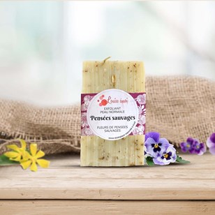 Savon solide biologique et gommage doux - Pensées Sauvages - 100g