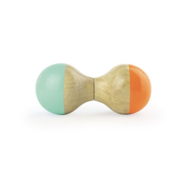 Hochet du Jura mint et orange en bois - Fabriqué en France 3