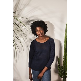 Pull Oseille col bateau 100% lin   - Vert Jungle