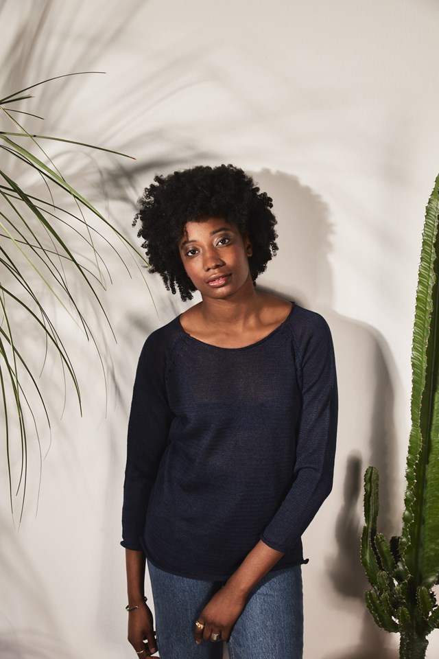 Pull Oseille col bateau 100% lin   - ficelle 2