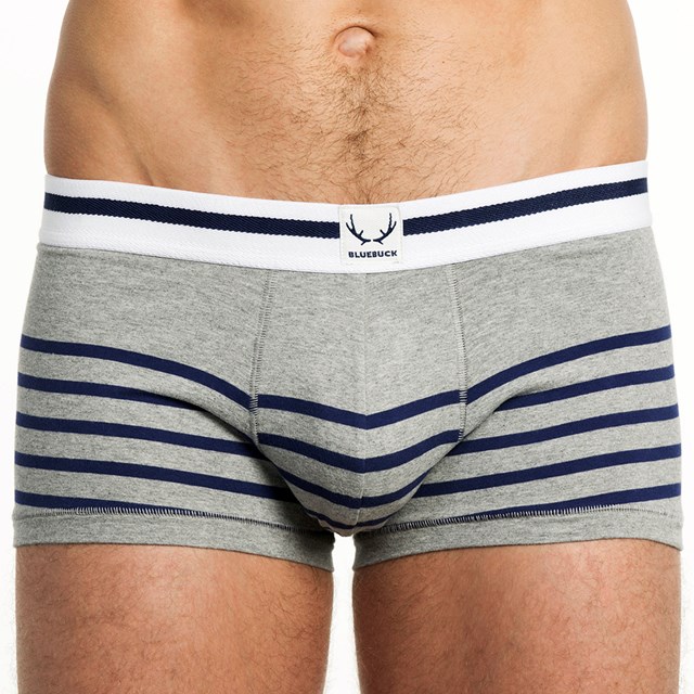 Shorty gris à rayures bleu marine 2