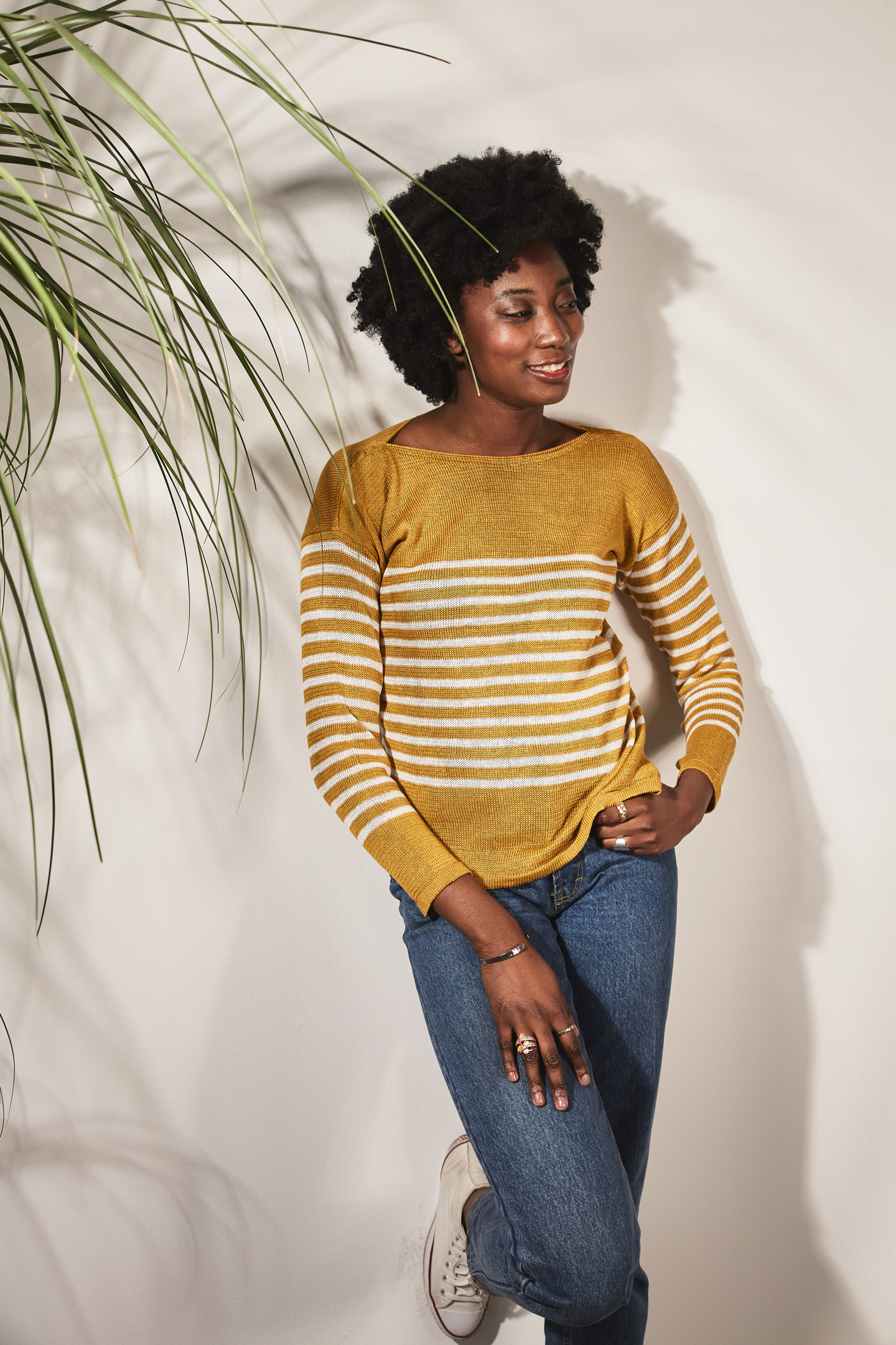 Marinière col bateau 100% lin - bleu marine/blanc 4