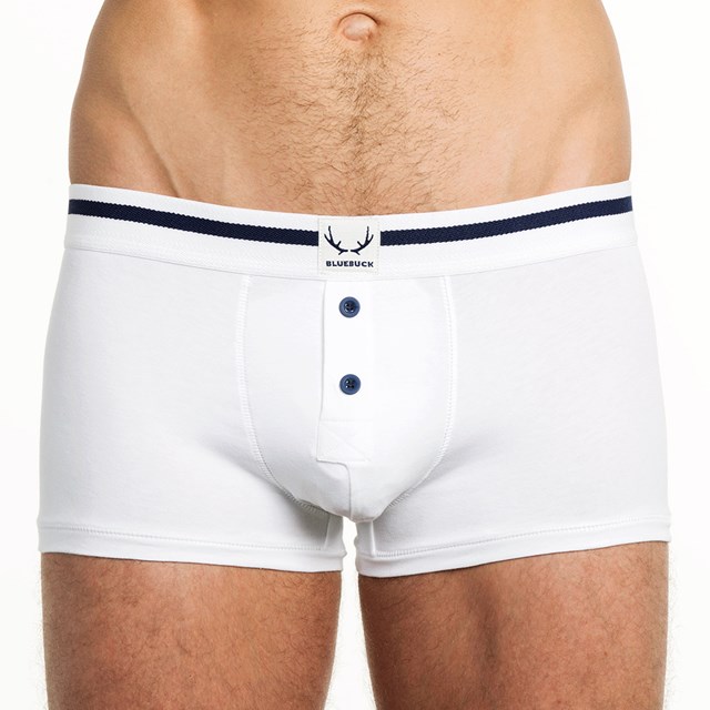 Shorty blanc, bordures bleu marine 2