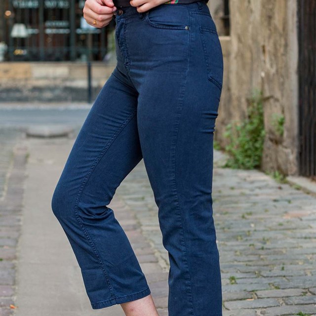 PANTALON ÉVASÉ 7/8 , TENCEL ET COTON RÉCYCLÉ, ZANE MARINE 3