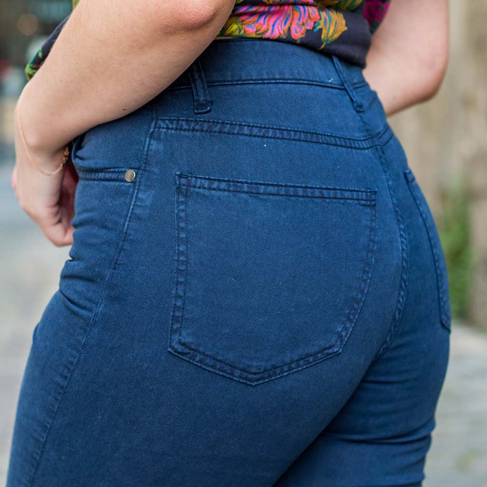 PANTALON ÉVASÉ 7/8 , TENCEL ET COTON RÉCYCLÉ, ZANE MARINE 6