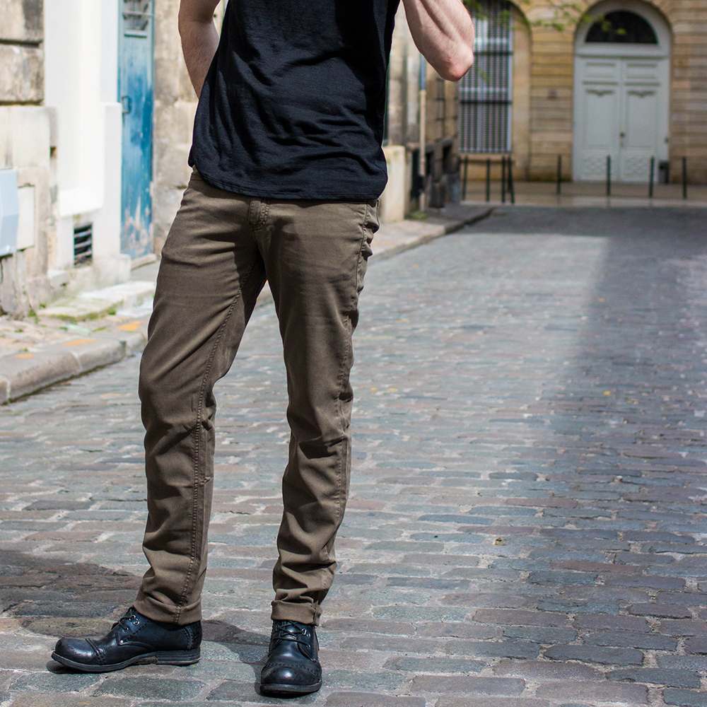 PANTALON DROIT 5 POCHES HOMME ZANZIBAR, TENCEL ET COTON RÉCYCLÉ KAKI 6