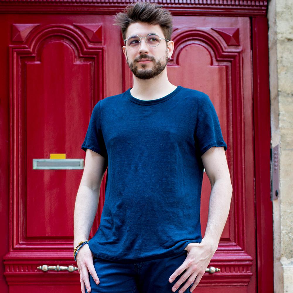 T-SHIRT ZUMOI 100% LIN COMPOSTABLE HOMME COLORIS MARINE 6