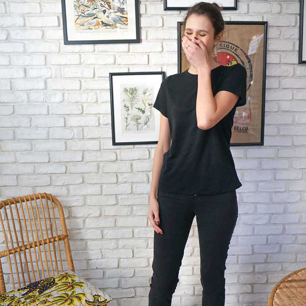 T-SHIRT ZUMOI 100% LIN ÉCOLOGIQUE UNI NOIR 4