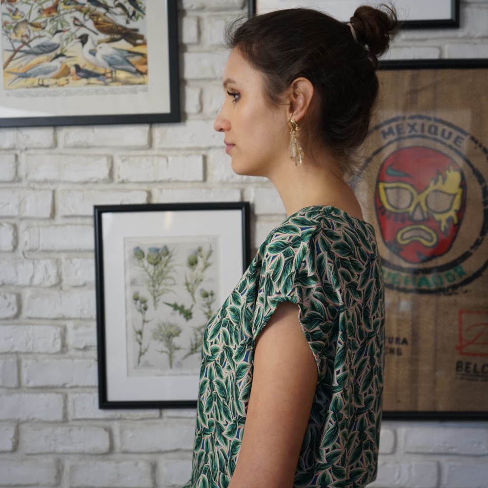 TOP ZENON 100% VISCOSE IMPRIMÉ FEUILLE VERTE 3