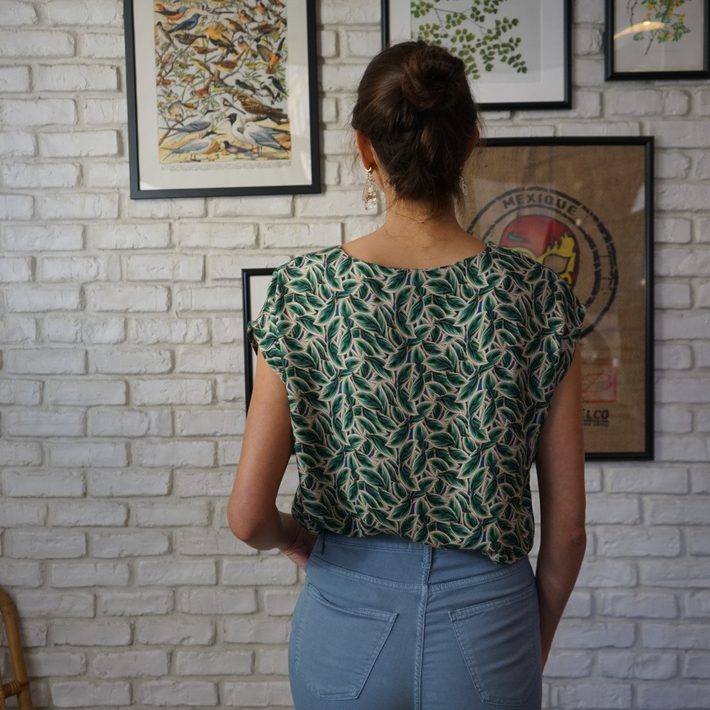 TOP ZENON 100% VISCOSE IMPRIMÉ FEUILLE VERTE 4