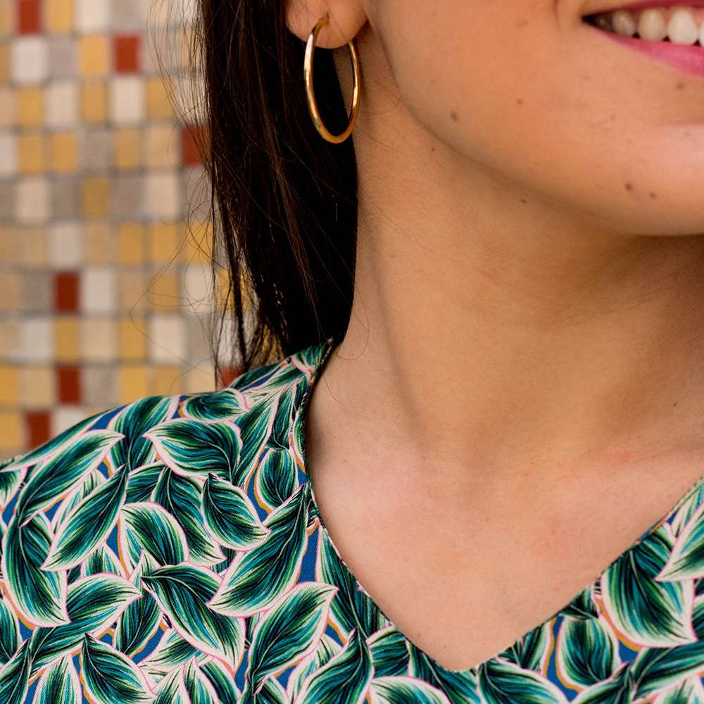 ROBE ZELDA DROITE 100% VISCOSE IMPRIMÉ FEUILLE VERTE 2